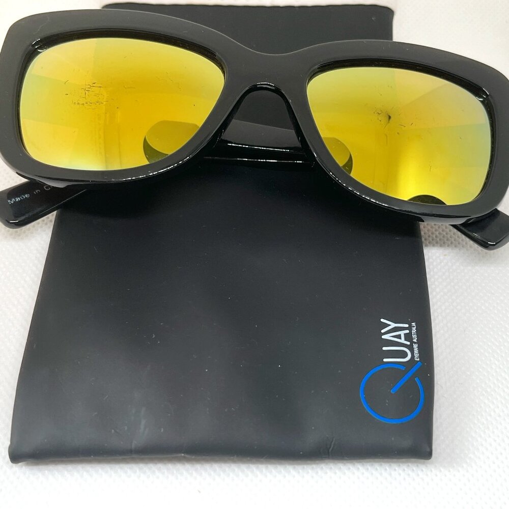 Quay Breath of Life Black and Gold Mirrored Sunglasses - 0738LR-7